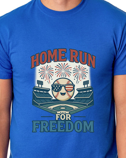 American Inspired Baseball T-Shirt Men's Home Run For Freedom Adult Patriotic Top