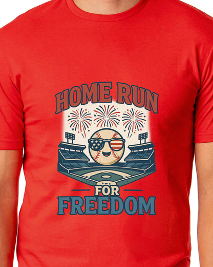 American Inspired Baseball T-Shirt Men's Home Run For Freedom Adult Patriotic Top