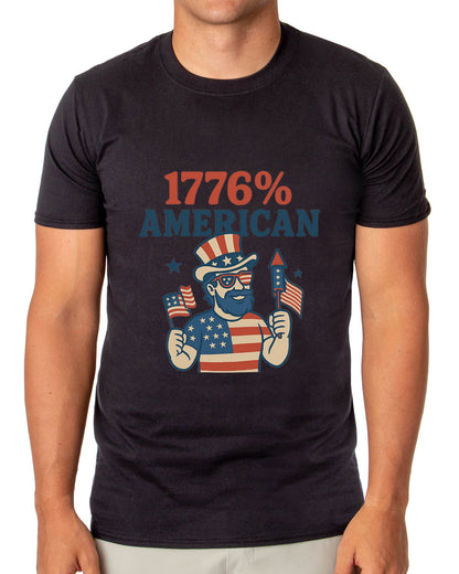 Men's 4th of July 1776% American USA Patriotic Funny T-Shirt
