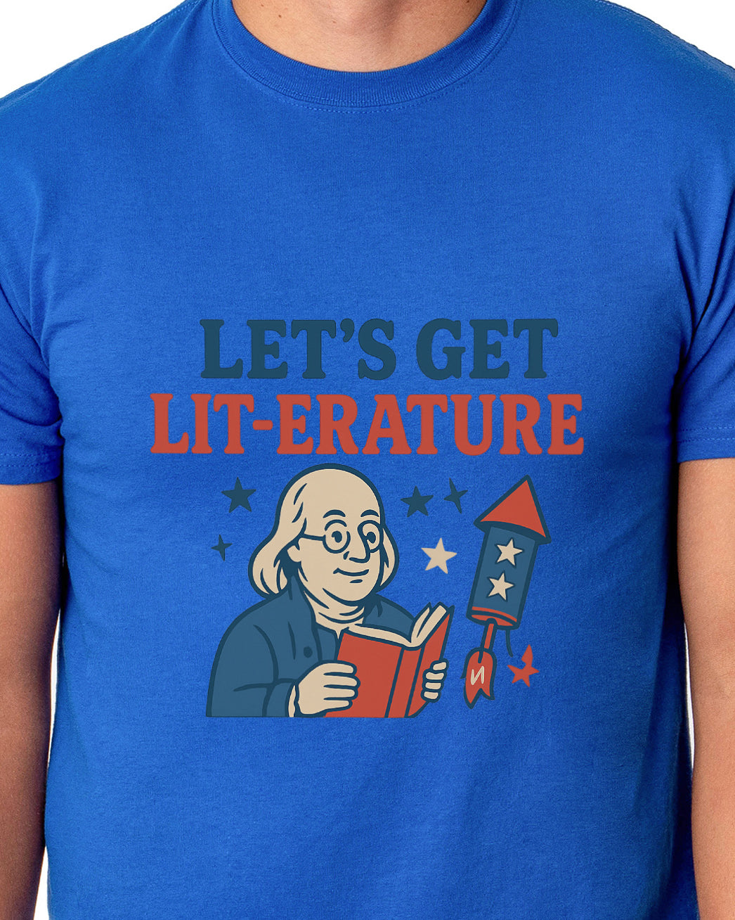 Men's 4th of July Let's Get Lit- Erature America Patriotic Funny T-Shirt