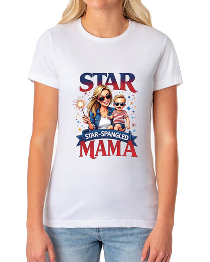 4th of July Women's T-Shirt Star Spangled Mama Patriotic Sparkler