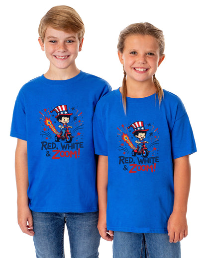 Boys' 4th of July Red, White, & Zoom! American USA Funny T-Shirt For Kids