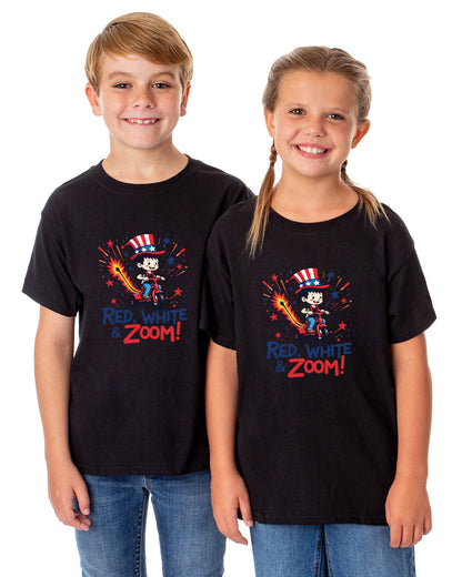 Boys' 4th of July Red, White, & Zoom! American USA Funny T-Shirt For Kids