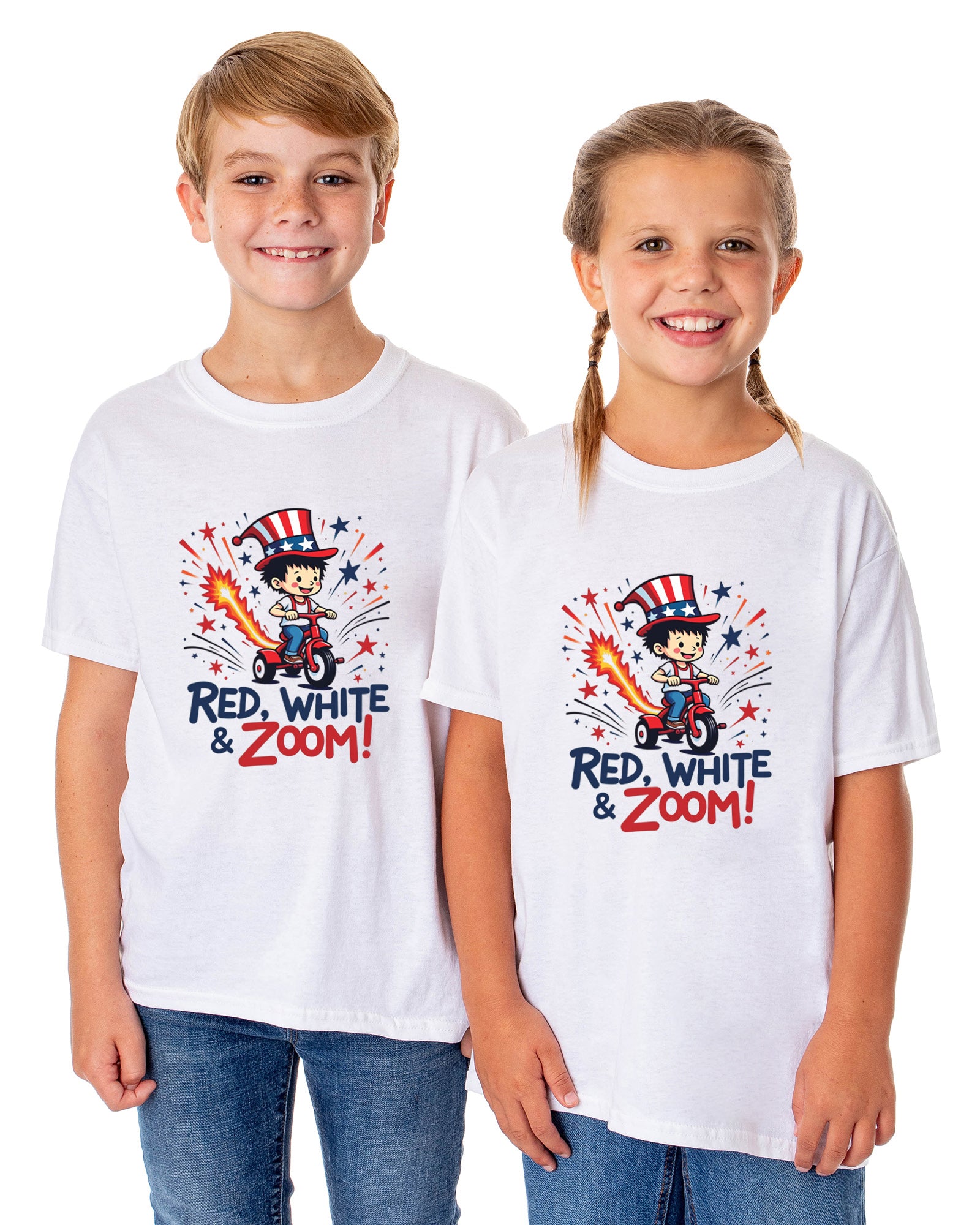 Boys' 4th of July Red, White, & Zoom! American USA Funny T-Shirt For Kids