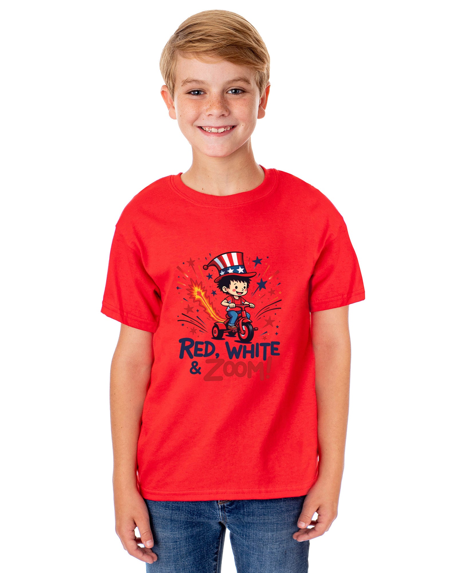 Boys' 4th of July Red, White, & Zoom! American USA Funny T-Shirt For Kids