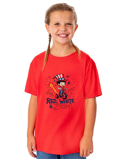 Boys' 4th of July Red, White, & Zoom! American USA Funny T-Shirt For Kids