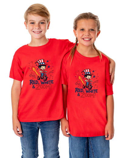 Boys' 4th of July Red, White, & Zoom! American USA Funny T-Shirt For Kids