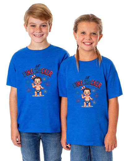Lil' Firecracker Boys' 4th of July Short-Sleeve Funny T-Shirt