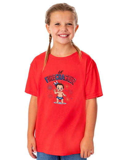 Lil' Firecracker Boys' 4th of July Short-Sleeve Funny T-Shirt