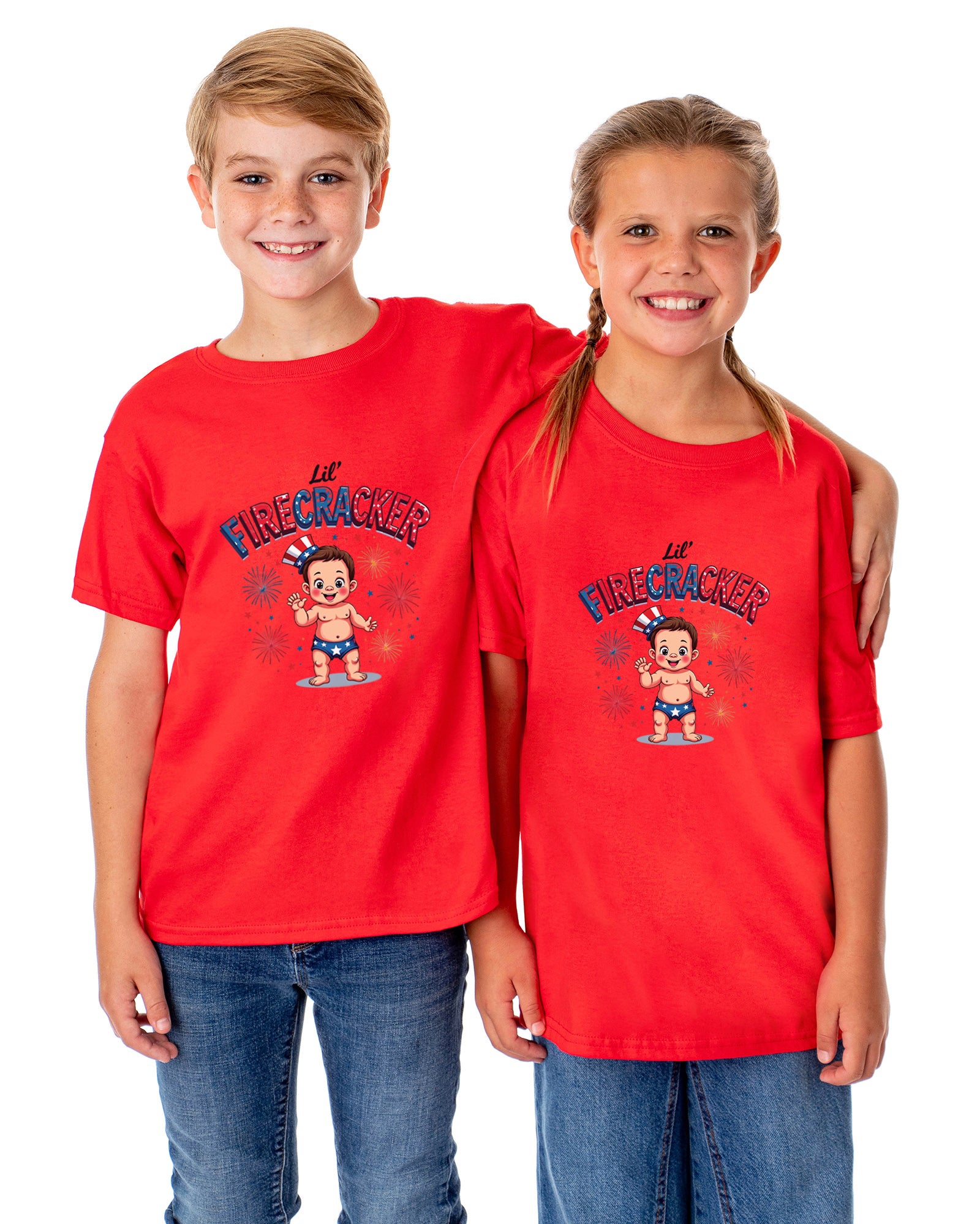 Lil' Firecracker Boys' 4th of July Short-Sleeve Funny T-Shirt