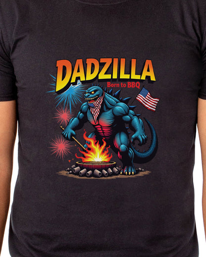 Men's Dadzilla Born To BBQ Patriotic Funny T-Shirt For Adults