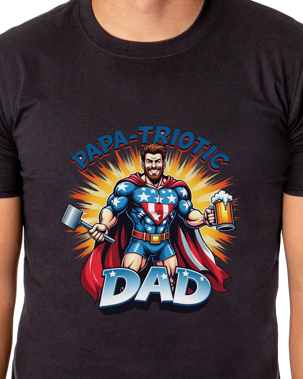 Papa-Triotic Dad Men's Patriotic Superhero 4th of July T-Shirt