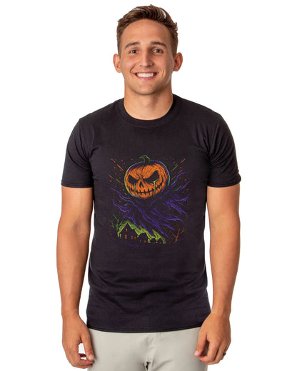 Halloween T-Shirt Men's Crying Pumpkin Scene Short Sleeve Top