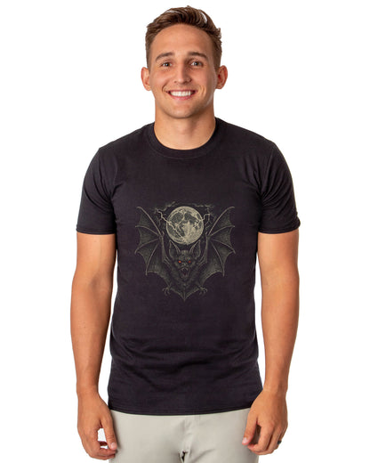 PJammy Halloween T-Shirt Men's Full Moon Creepy Bat and Lightning Strike