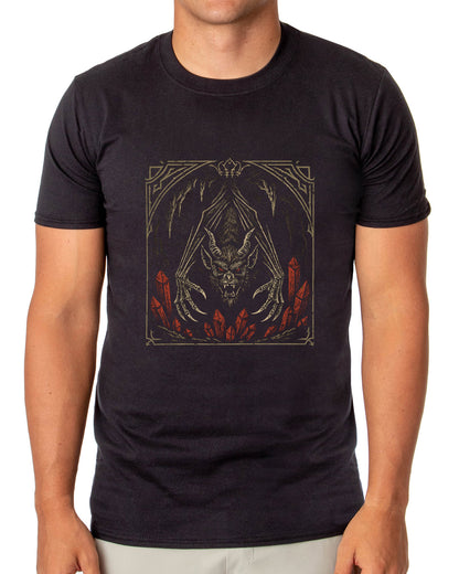 PJammy Halloween T-Shirt Men's Hanging Bat In Cave Novelty Short Sleeve Tee