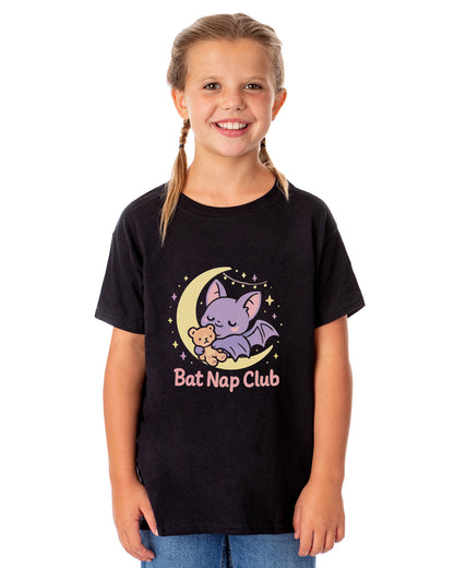 PJammy Halloween T-Shirt Girls' Bat Nap Club Short Sleeve Tee