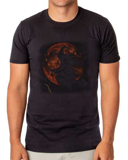 PJammy Witch Silhouette Red Moon Lightning Men's Short-Sleeve T-Shirt