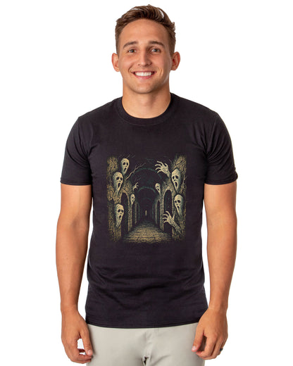PJammy Halloween T-Shirt Men's Haunted Hallway Novelty Short Sleeve Tee
