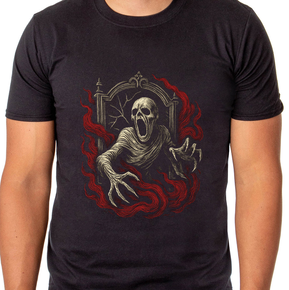 PJammy Halloween T-Shirt Men's Mummy In Flames Short Sleeve Tee