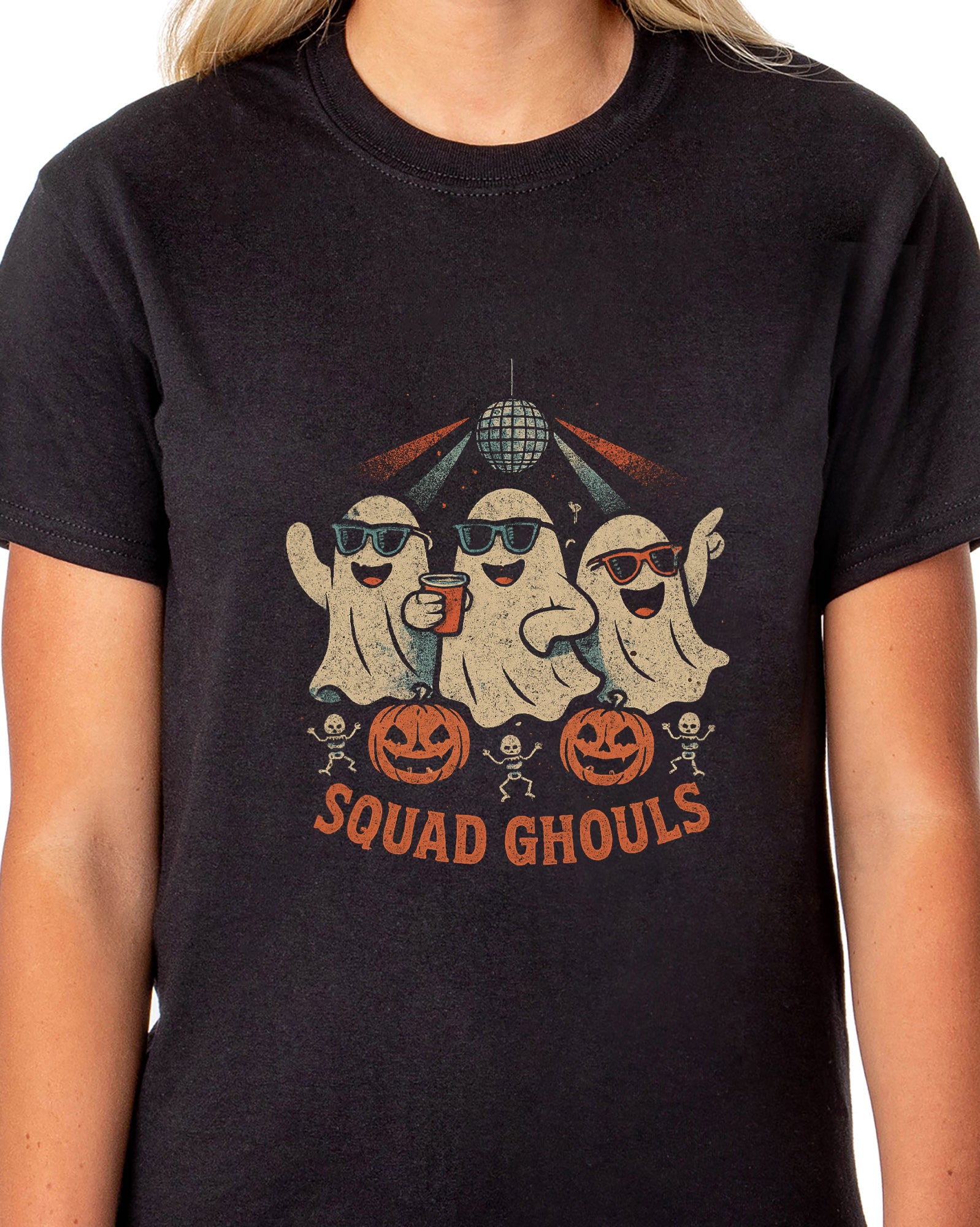 PJammy Halloween T-Shirt Women's Ghost Disco Short Sleeve Tee