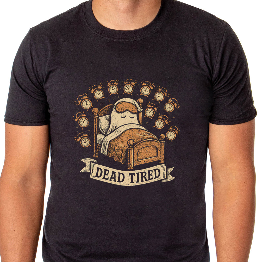PJammy Halloween T-Shirt Men's Dead Tired Ghost Short Sleeve Tee