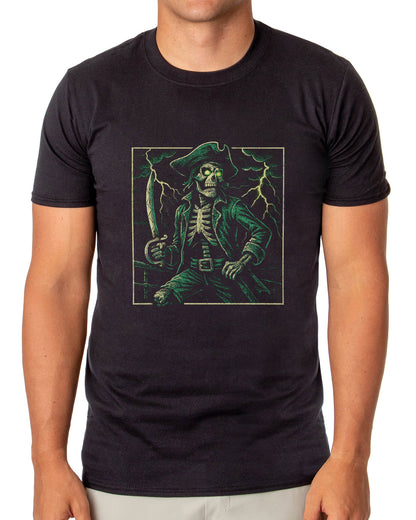 PJammy Halloween T-Shirt Men's Skeleton Pirate Short Sleeve Tee