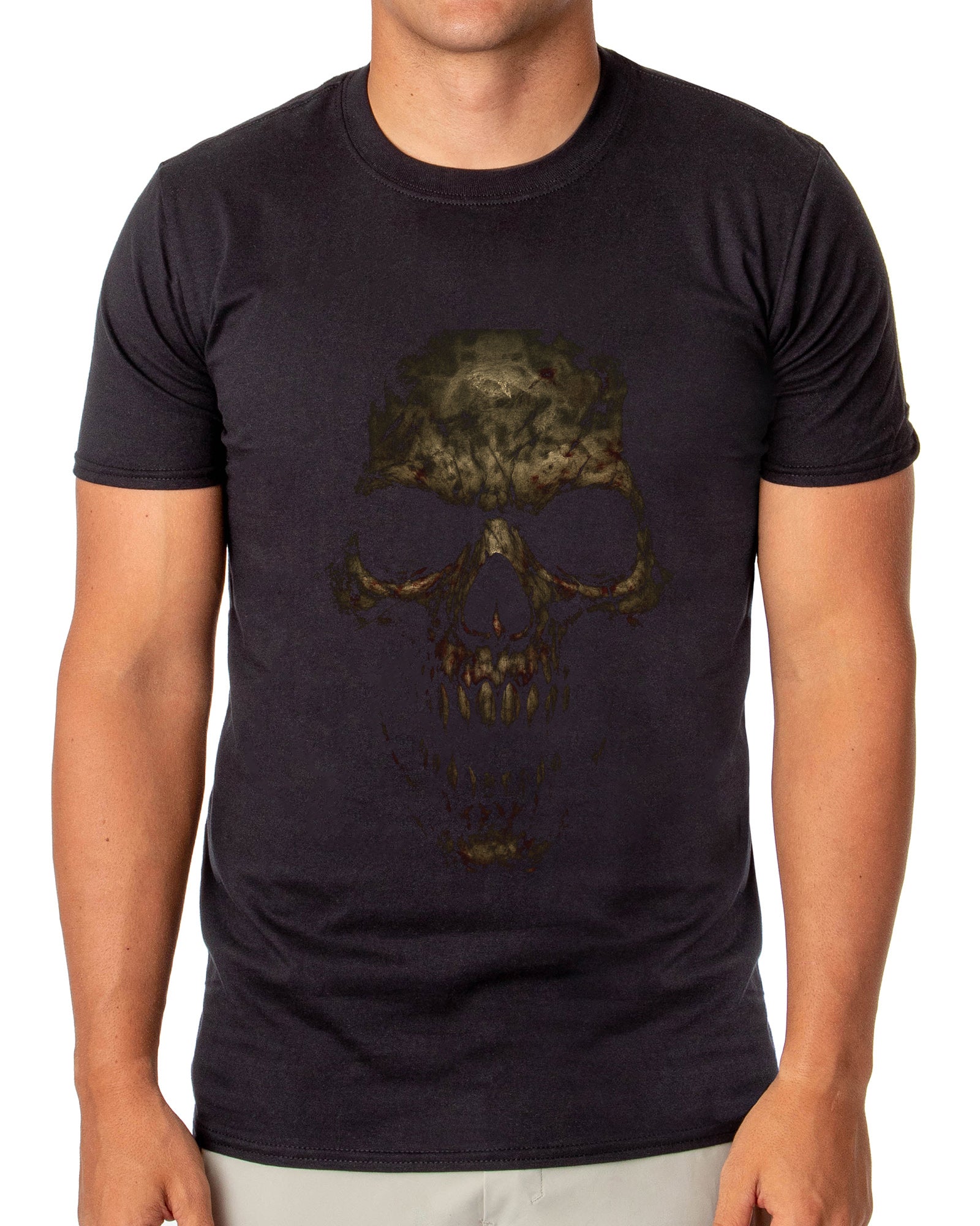 PJammy Halloween T-Shirt Men's Subtle Skull Design Short Sleeve Tee