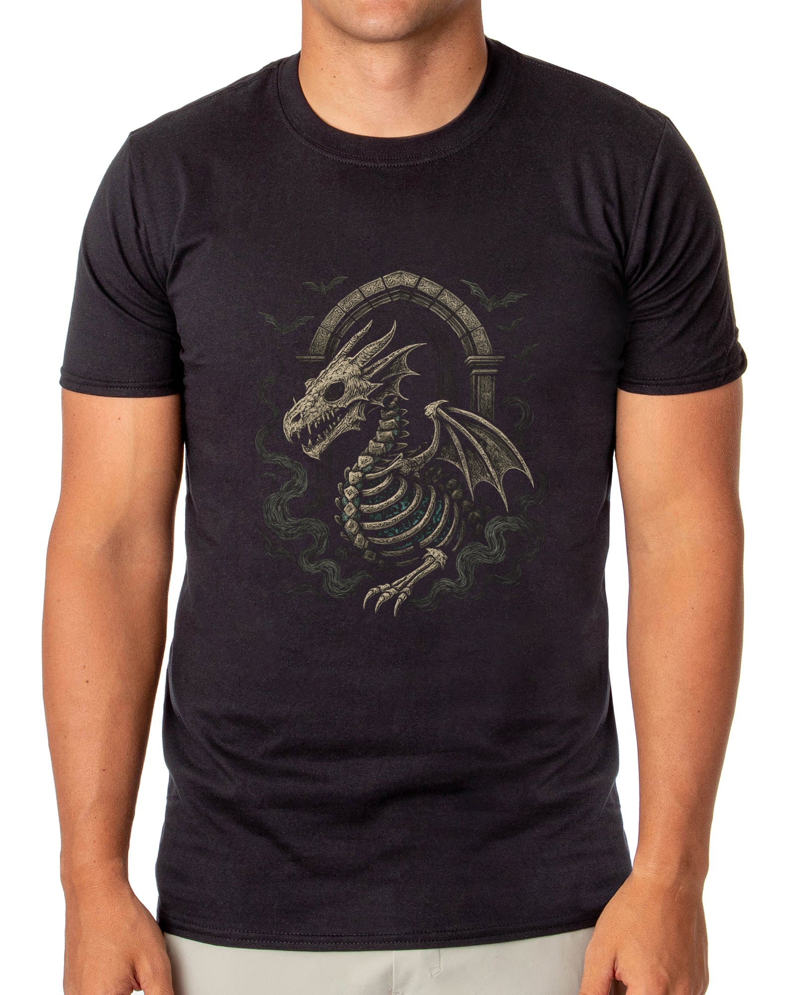 PJammy Halloween T-Shirt Men's Skeleton Gothic Dragon Short Sleeve