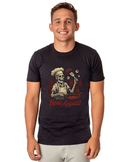 PJammy Halloween T-Shirt Men's Bone Appetit Skeleton Short Sleeve Tee