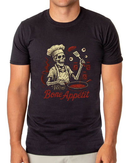 PJammy Halloween T-Shirt Men's Bone Appetit Skeleton Short Sleeve Tee
