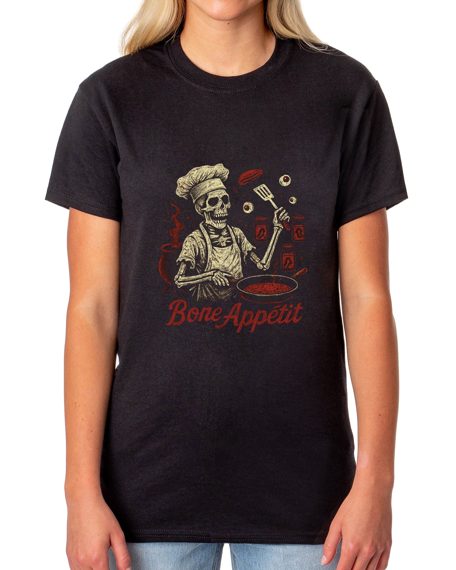 PJammy Halloween T-Shirt Women's Skeletal Chef Short Sleeve Tee