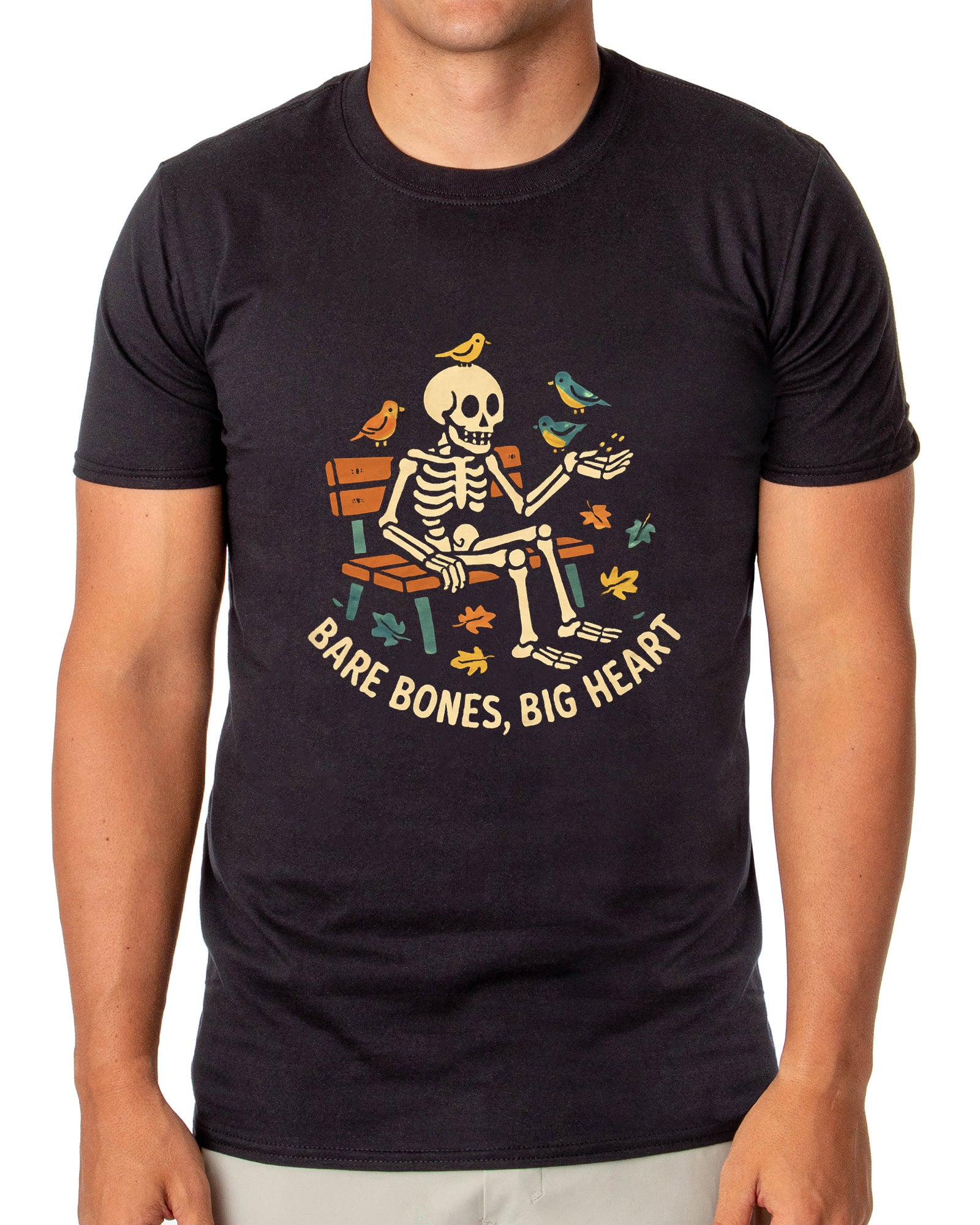 PJammy Halloween T-Shirt Men's Bare Bones Big Heart Short Sleeve Tee