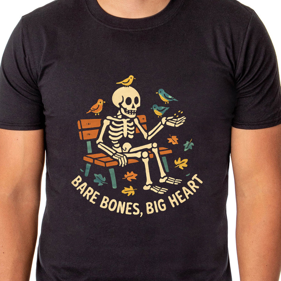 PJammy Halloween T-Shirt Men's Bare Bones Big Heart Short Sleeve Tee