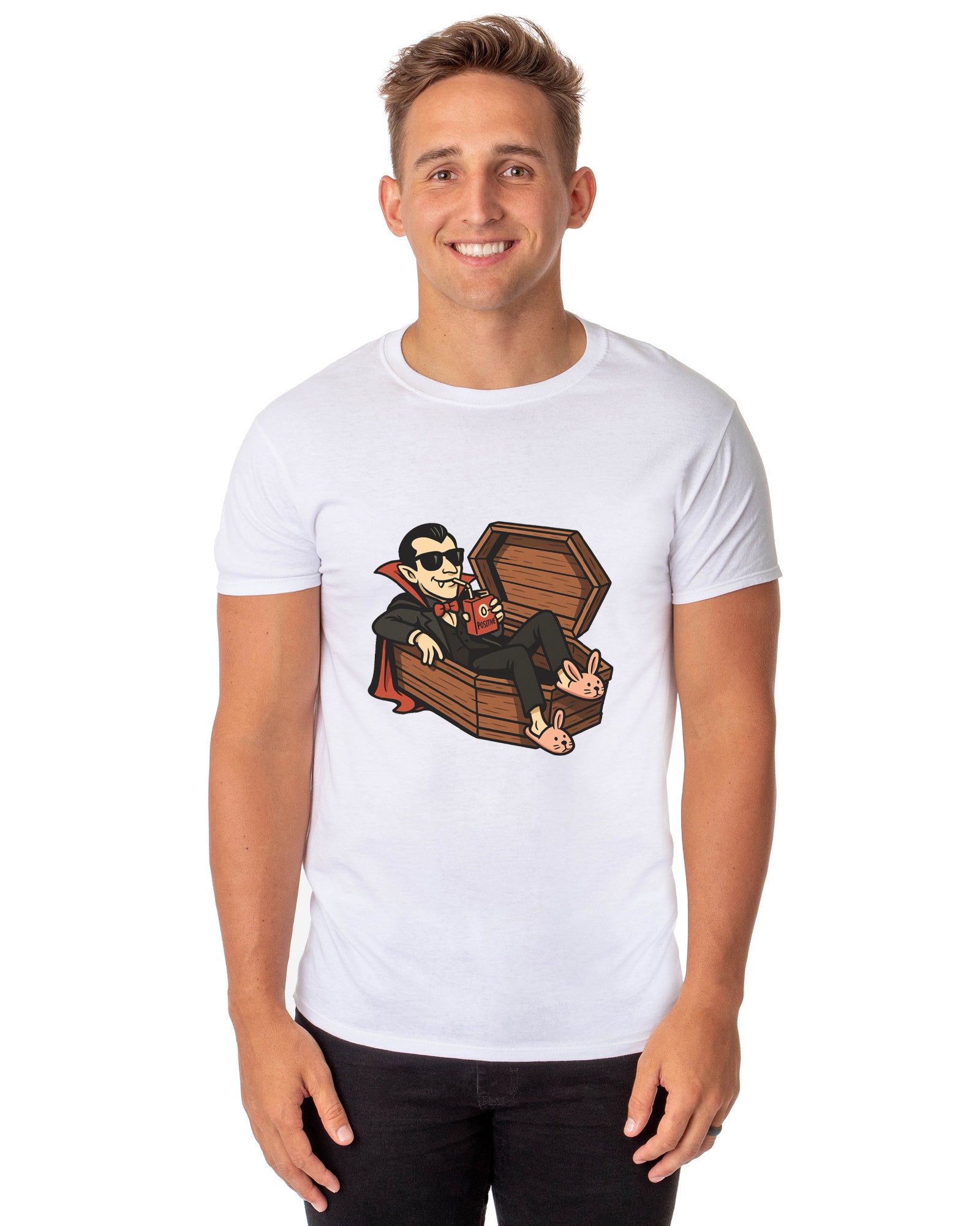 PJammy Men's Dracula Blood Juice Box Halloween Graphic T-Shirt