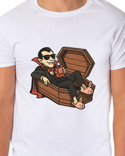 PJammy Men's Dracula Blood Juice Box Halloween Graphic T-Shirt