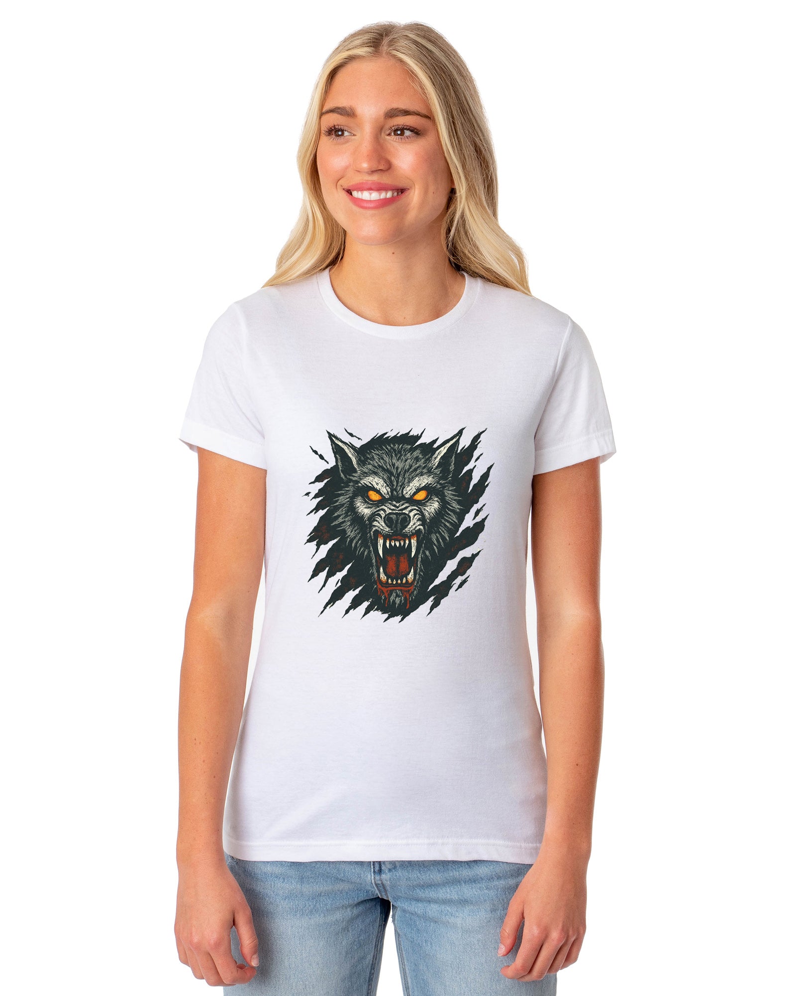 PJammy Halloween T-Shirt Women's Growling Werewolf Short Sleeve Tee