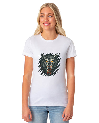 PJammy Halloween T-Shirt Women's Growling Werewolf Short Sleeve Tee