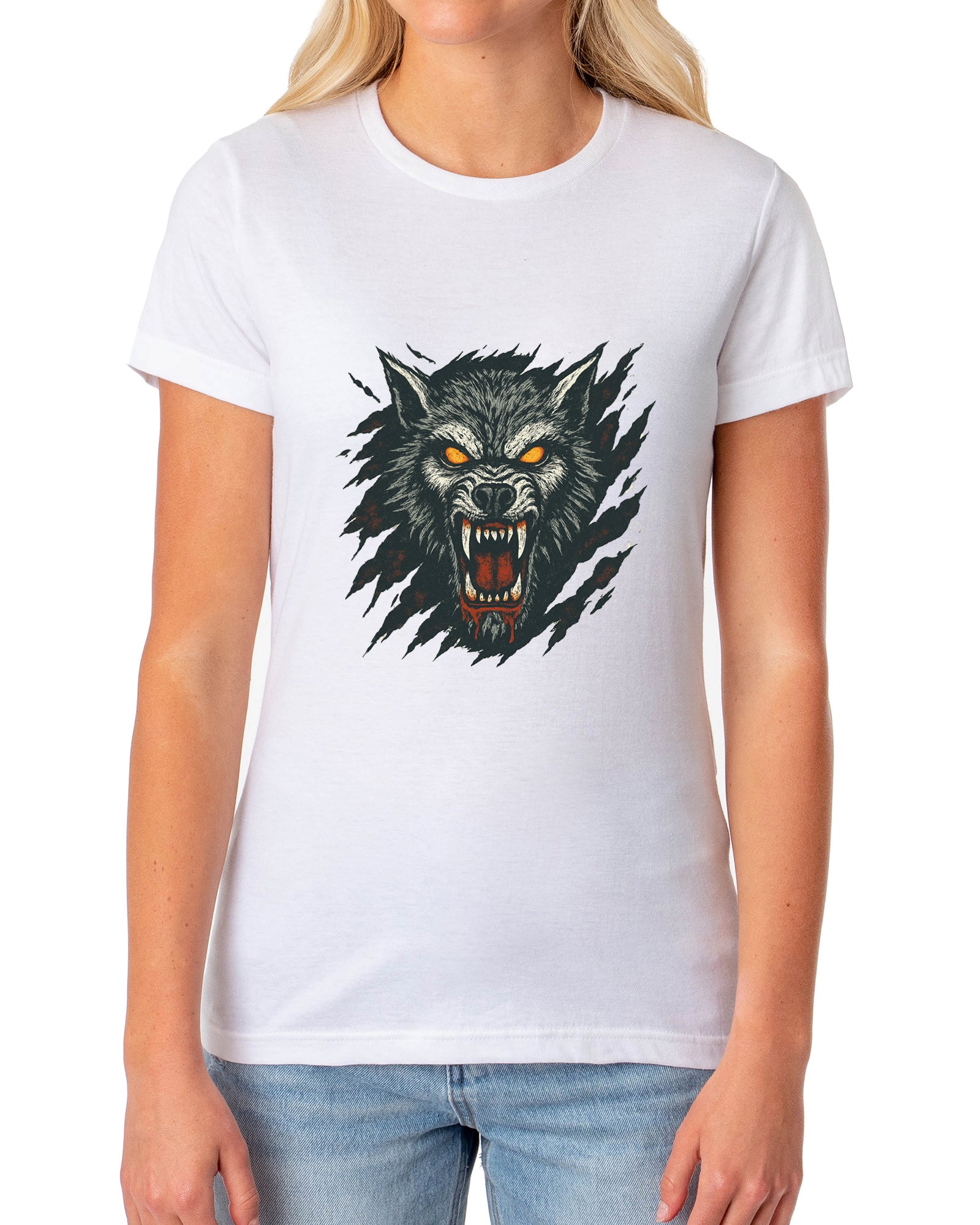 PJammy Halloween T-Shirt Women's Growling Werewolf Short Sleeve Tee