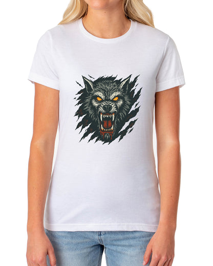 PJammy Halloween T-Shirt Women's Growling Werewolf Short Sleeve Tee