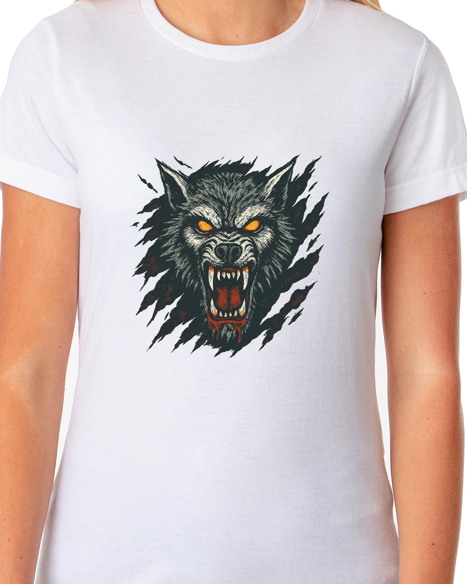 PJammy Halloween T-Shirt Women's Growling Werewolf Short Sleeve Tee