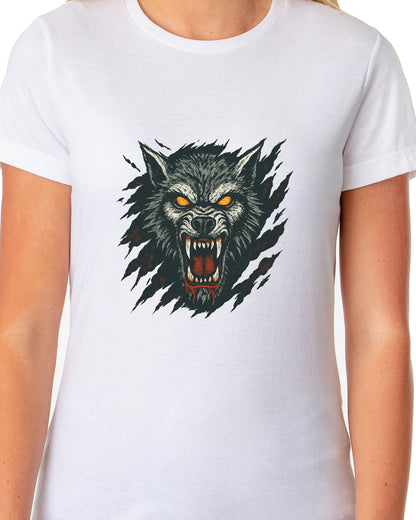 PJammy Halloween T-Shirt Women's Growling Werewolf Short Sleeve Tee