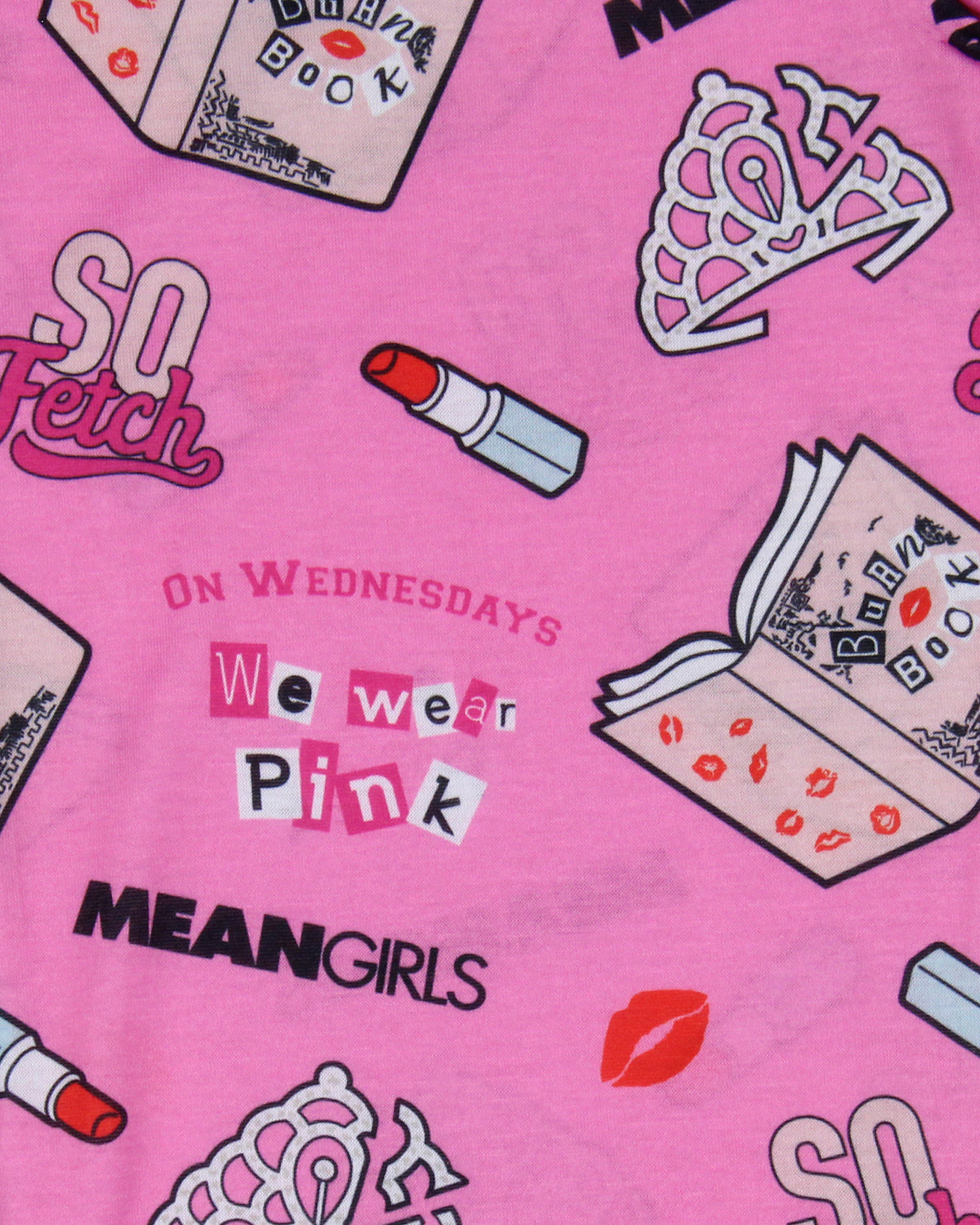 Mean Girls On Wednesdays We Wear Pink Girls' Tossed Print Pajama Pants