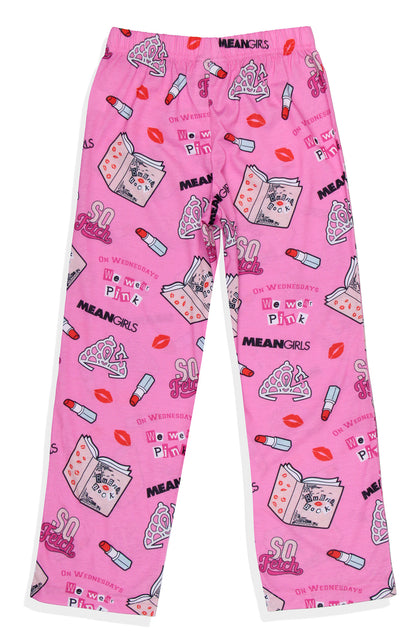 Mean Girls On Wednesdays We Wear Pink Girls' Tossed Print Pajama Pants