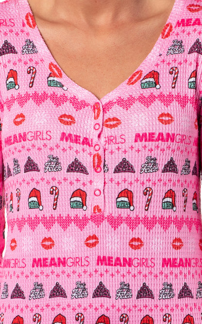 Mean Girls Women's Christmas Waffle Union Suit One-Piece Pajamas