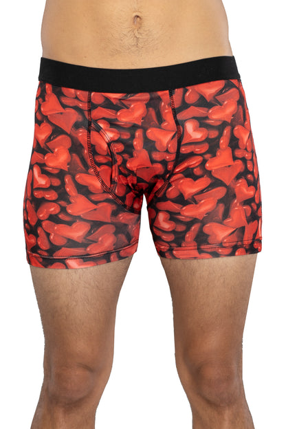 Intimo Men's Red Gel Hearts Boxer Briefs Underwear Loungewear