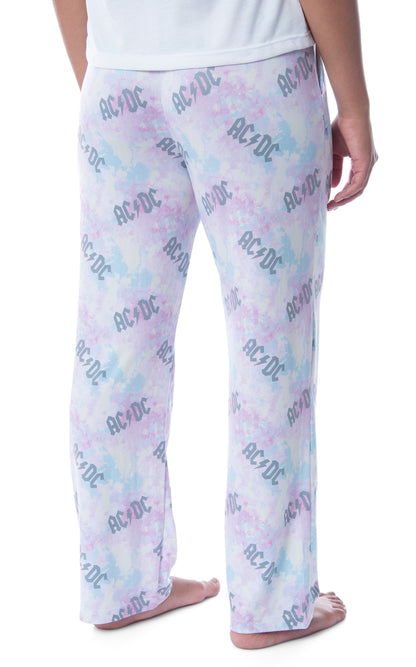 AC/DC Womens' All Over Logo Pastel Tie Dye Pajama Pants Loungewear Sleep