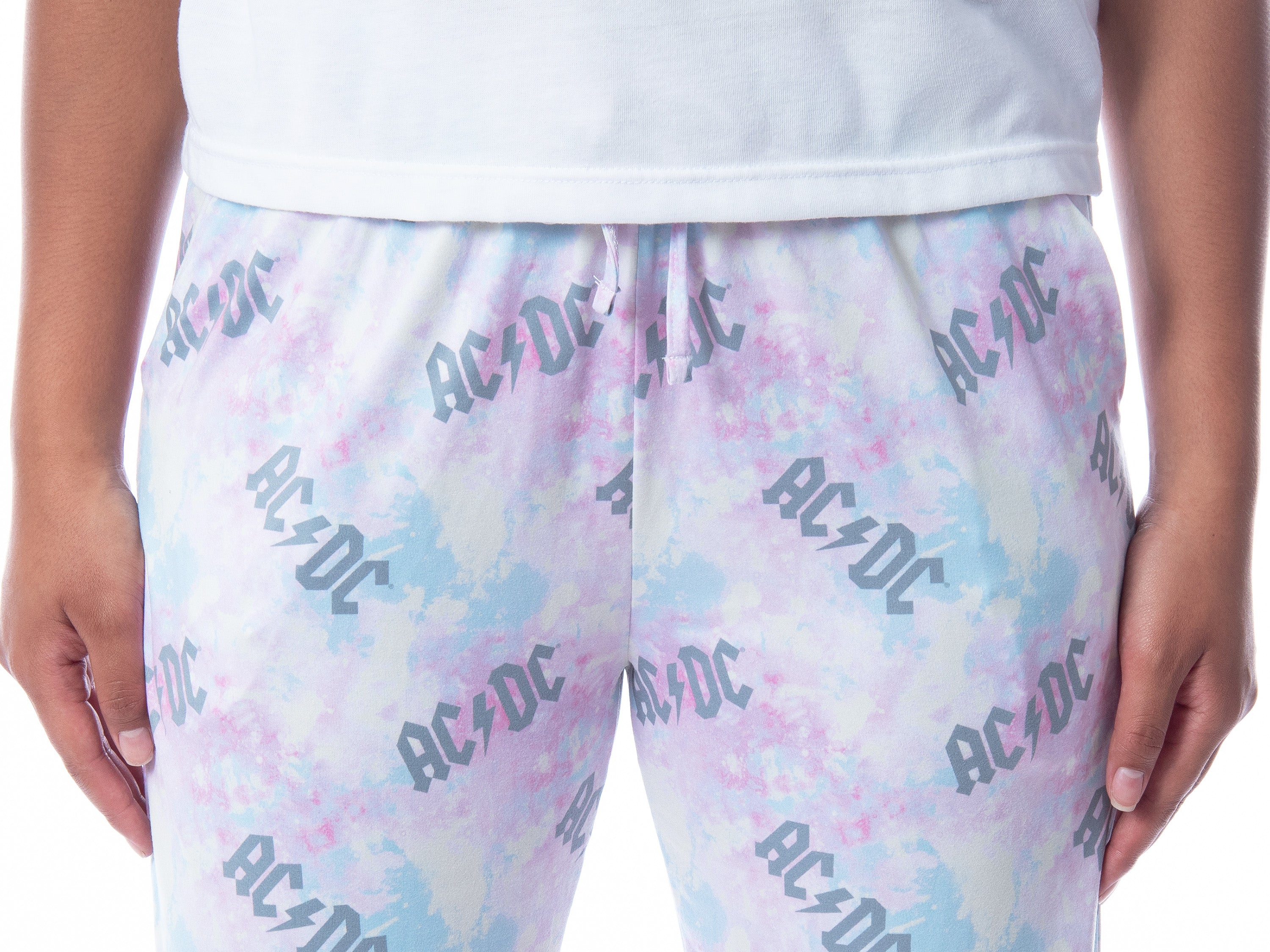 AC/DC Womens' All Over Logo Pastel Tie Dye Pajama Pants Loungewear Sleep