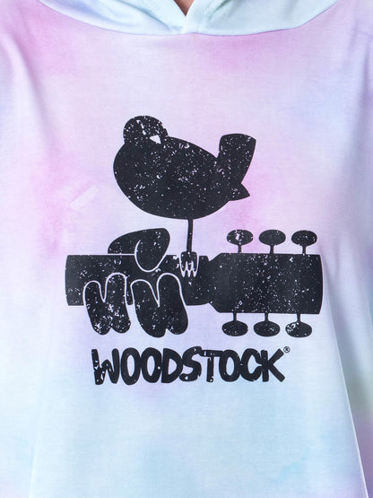 Woodstock Classic Logo Tie Dye Womens' Pajama Cropped Hooded Jogger Set