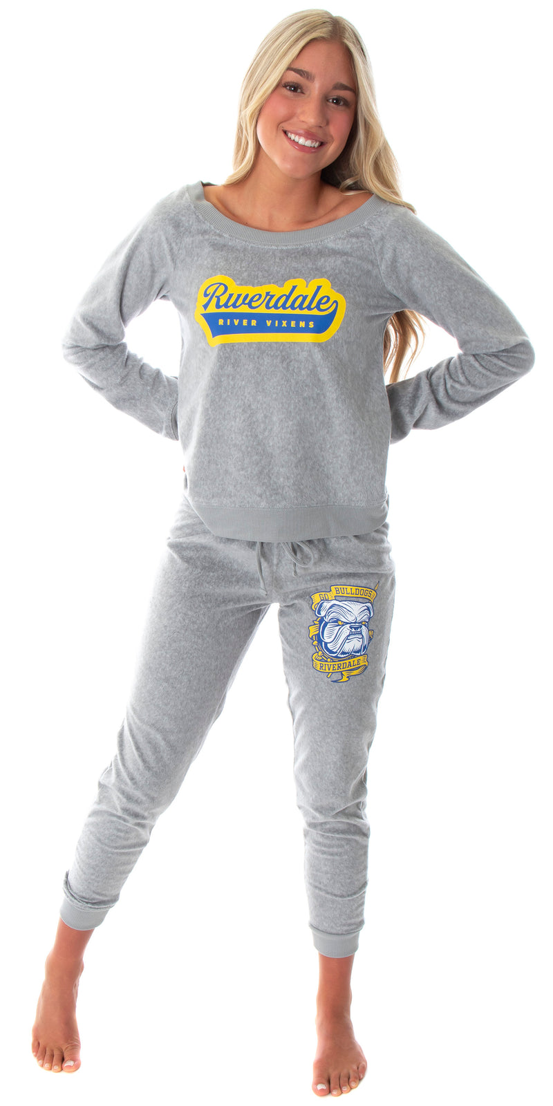 Riverdale Juniors' River Vixens Go Bulldogs TV Show 2 Piece Loungewear Jogger Pajama Set