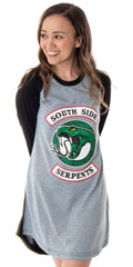 Riverdale Women's Southside Serpents Raglan Sleep Shirt Pajama Nightgown